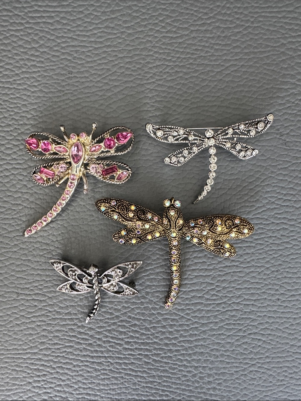 LOT OF FOUR (4) VINTAGE DRAGONFLY BROOCHES PINS ONE MARKED B. OLIVER